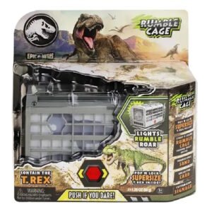 JURASSIC WORLD EPIC BATTLES DINOSAURIO EN JAULA CON LUZ Y SONIDO -T01160