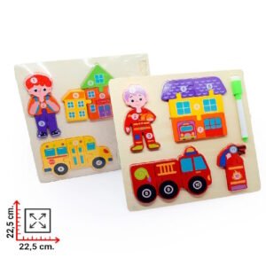 FIGURAS DE ENCASTRE DE MADERA PROFESIONES CON PIZARRA -M498
