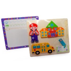 FIGURAS DE ENCASTRE DE MADERA PROFESIONES CON PIZARRA -M498