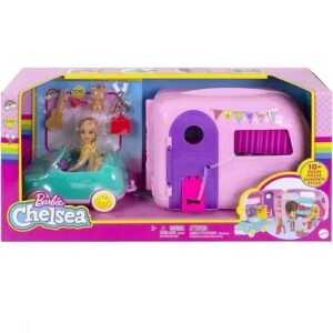 BARBIE CLUB CHELSEA AUTO CON CASA RODANTE Y ACCESORIOS -FXG90
