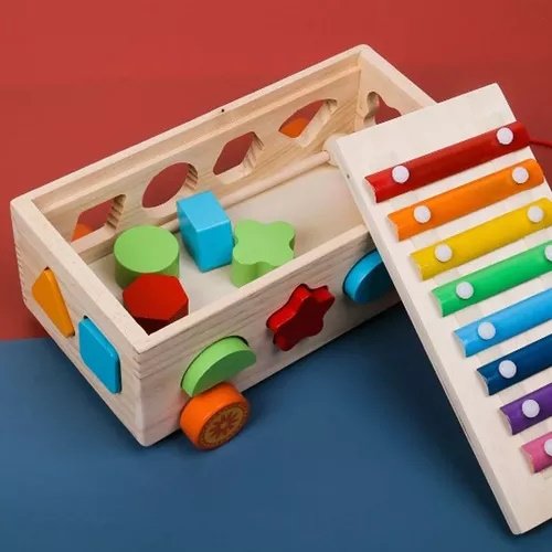 CARRO DE ENCASTRES DE MADERA CON XILOFON -MA03 - Image 3