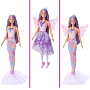 BARBIE FANTASIA COLA DE SIRENA Y ALAS DE HADA -JCP74