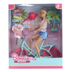 MUÑECA BONNIE PINK CON BICICLETA -LADB111