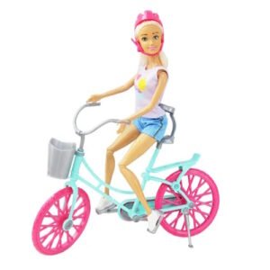 MUÑECA BONNIE PINK CON BICICLETA -LADB111
