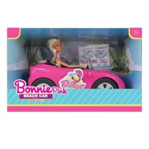 MUÑECA BONNIE PINK CON AUTO DESCAPOTADO Y HERMANITA -LADB088