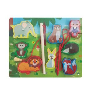 JUEGO DE PESCA ANIMALES MAGNETICO ENCASTRES DE MADERA -MA33