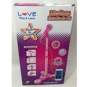 MICROFONO DE PIE ROSA CON LUZ Y MP3 -7355/5