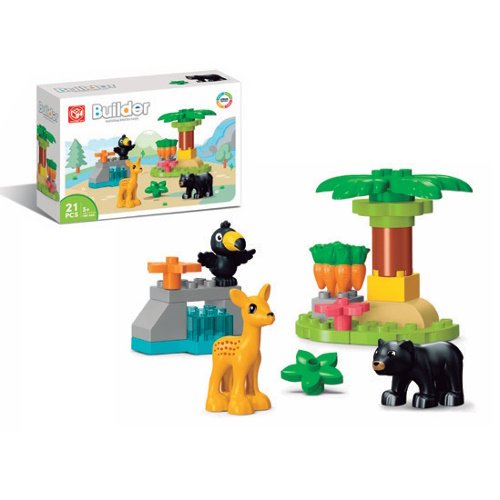 BLOQUES INFANTILES ANIMALES 21 PIEZAS -CU02