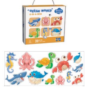 PUZZLE INFANTILES X6 MUNDO MARINO EN CAJA 39 PIEZAS -RP51