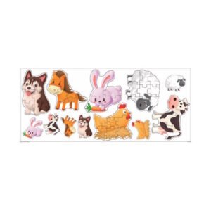 PUZZLE INFANTILES X6 ANIMALES DE LA GRANJA EN CAJA 39 PIEZAS -RP52