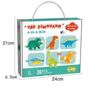 PUZZLE INFANTILES X6 DINOSAURIOS EN CAJA 39 PIEZAS -RP54