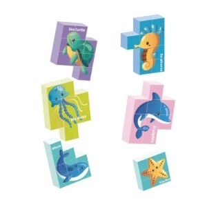 PUZZLE CUBOS X9 PIEZAS ANIMALES MARINOS -RP82