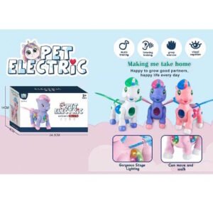 UNICORNIO ALADO A PILAS CON MOVIMIENTO LUZ Y SONIDO PET ELECTRIC -60540
