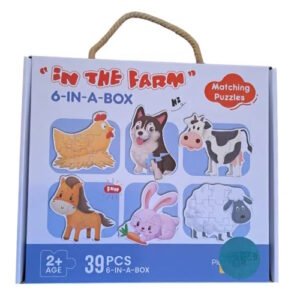 PUZZLE INFANTILES X6 ANIMALES DE LA GRANJA EN CAJA 39 PIEZAS -RP52