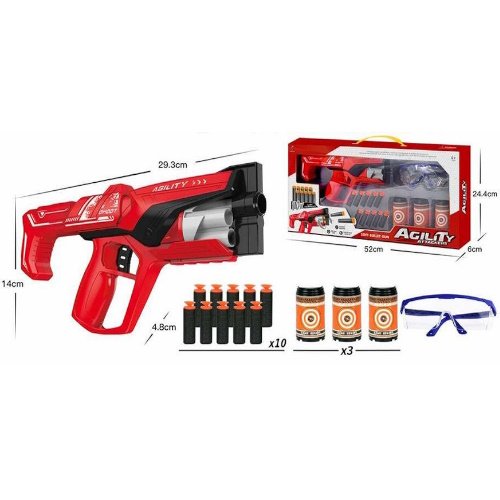 PISTOLA LANZA DARDOS C/ LATAS Y ANTEOJOS -B057/0148