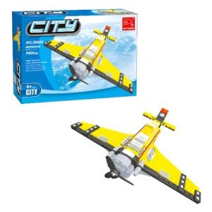 BLOQUES CITY AVION AMARILLO 142 PIEZAS -CKSUR1180