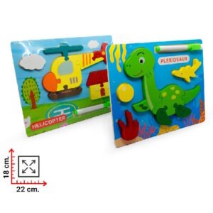 PUZZLE DE MADERA VEHICULOS CON PIZARRA -M434