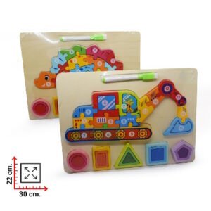 PUZZLE DE MADERA DINOSAURIO CON PIZARRA -M438
