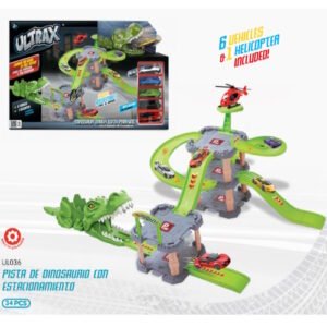 PISTA DE DINOSAURIO CON ESTACIONAMIENTO CON 7 VEHICULOS ULTRAX -UL036