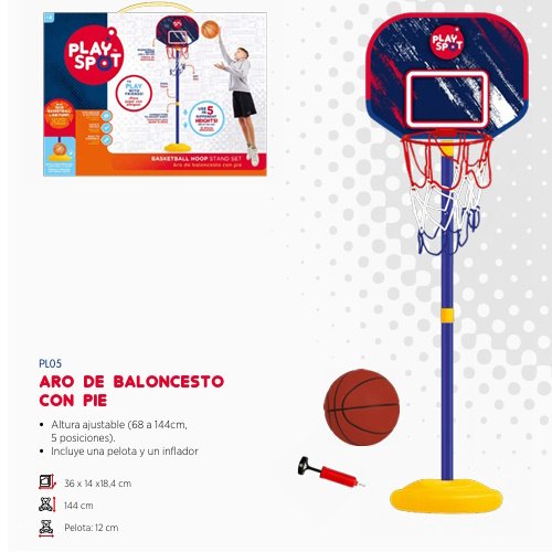 BASQUET DE PIE METALICO 144CM CON PELOTA PLAY SPOT -PL05 - Image 2