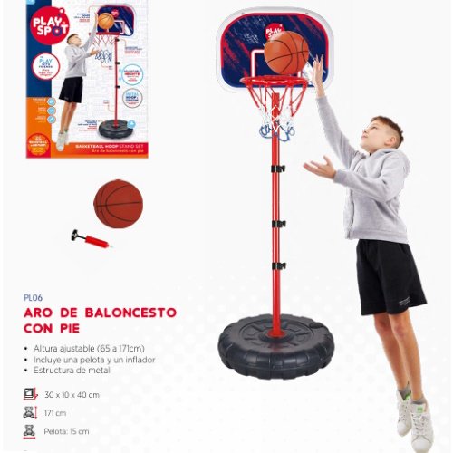 BASQUET DE PIE METALICO 170CM CON PELOTA PLAY SPOT -PL06 - Image 2