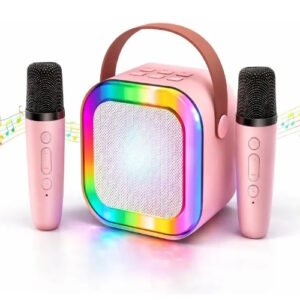 SET DE KARAOKE ROSA CON 2 MICROFONOS Y PARLANTE CON LUCES THE ROCKIDZ -RZ10B