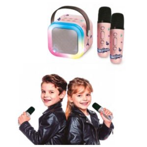 SET DE KARAOKE ROSA CON 2 MICROFONOS Y PARLANTE CON LUCES THE ROCKIDZ -RZ10B